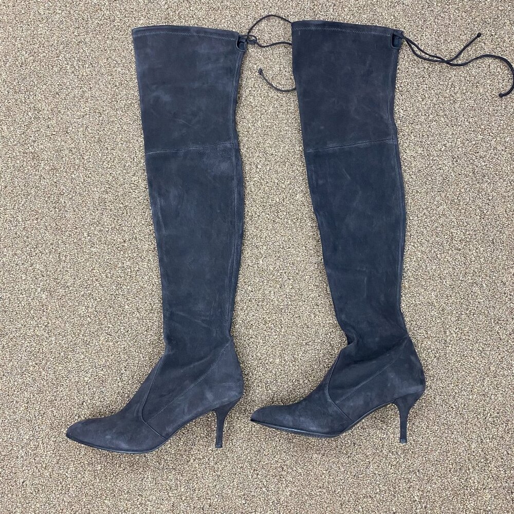 Stuart Weitzman Tiemodel Anthracite Suede Over The Knee Boots